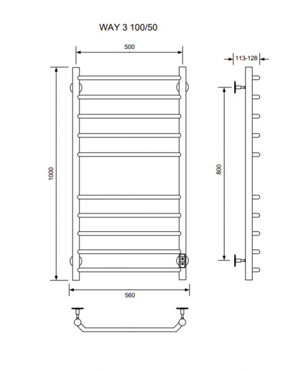 Полотенцесушитель WAY III 100/50 U (RAL9016)