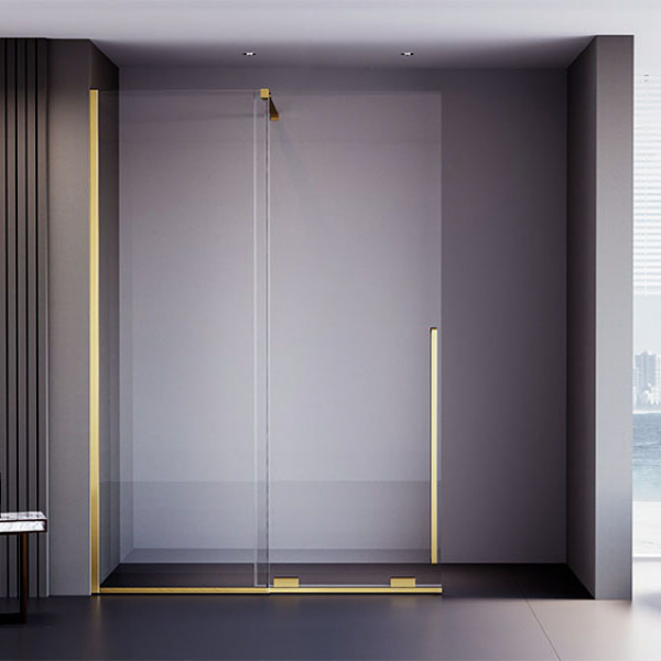 Душевая дверь Veconi Premium Trento PTDW-50G, 1100x2000, брашированное золото, стекло прозрачное