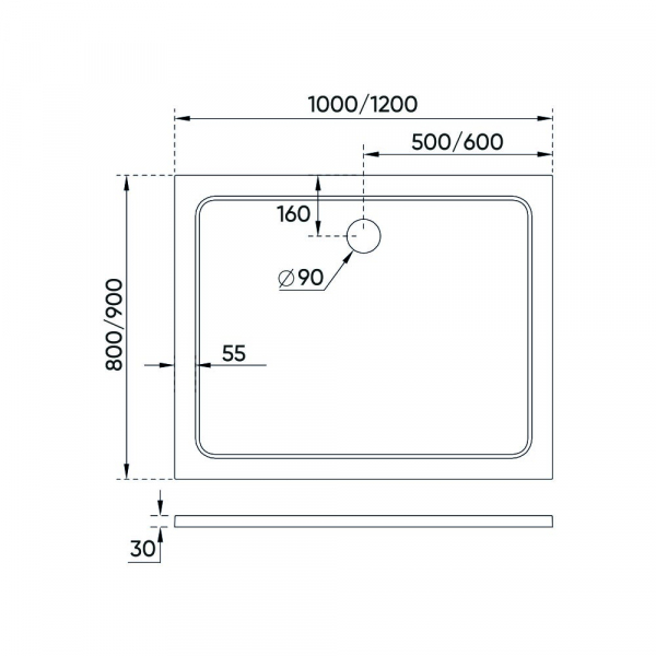 Душевой поддон Veconi Tezeo stone TZ-09, 1000x800x30, искусственный камень, белый