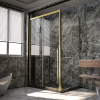 Душевой угол Veconi Premium Trento PTC-SP-30G, 1300х800x2000, брашированное золото, стекло прозрачное Ника