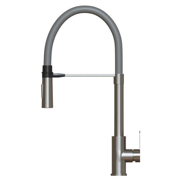 Смеситель для кухни 35k MIXLINE MLSS-0402 серый гибкий излив магнит, п/гайку САТИН