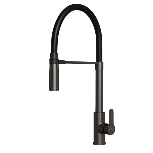 Смеситель для кухни 35k MIXLINE MLSS-0402BL черный гибкий излив магнит, п/гайку ЧЕРНЫЙ ГРАФИТ Ника