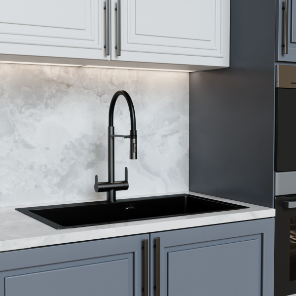 Смеситель для кухни 35k MIXLINE MLSS-0401BL черный гиб. излив магнит, подкл.к фильтру, ЧЕРНЫЙ ГРАФИТ